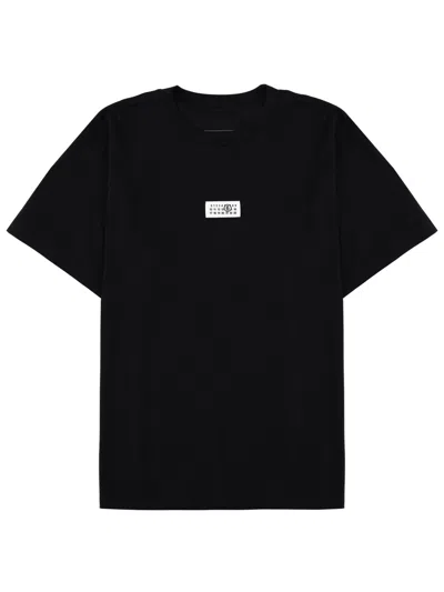 Mm6 Maison Margiela Mm6 By Maison Margiela Relaxed-fit Black Cotton T-shirt With Front Logo Patch