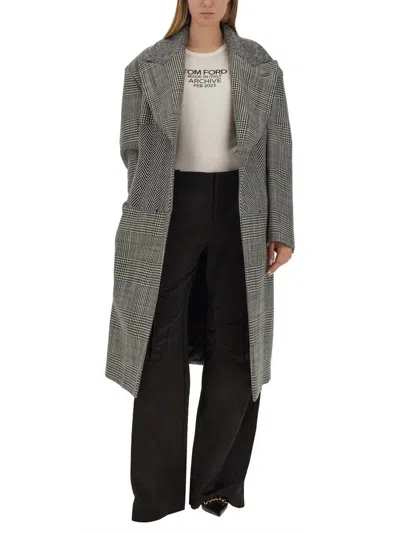 Tom Ford Wool Patchwork Coat In Gray