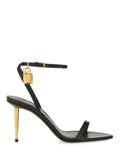 Tom Ford Black Sandal With Striking Padlock Detail In Black