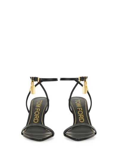 Tom Ford Black Sandal With Striking Padlock Detail In Black