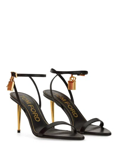 Tom Ford Black Sandal With Striking Padlock Detail In Black