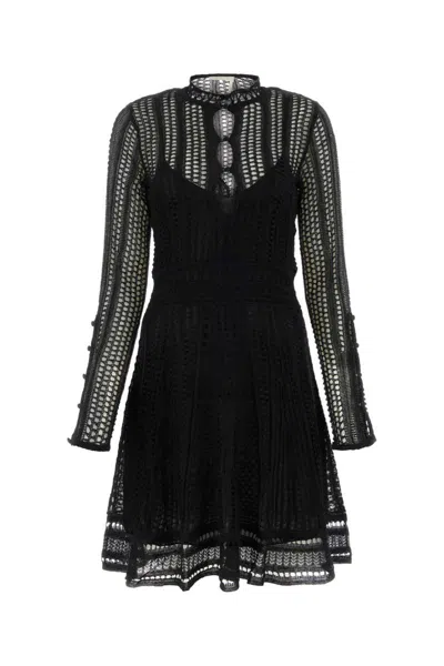 Chloé Chloe Black Linen Blend Mini Dress In Black