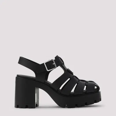 Prada Sandals Buckle Detail Chunky Sole Open Toe In Black