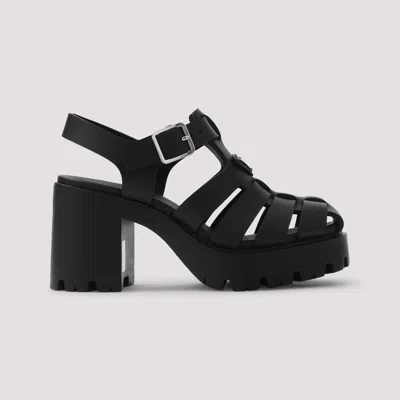 Prada Sandals Buckle Detail Chunky Sole Open Toe In Black