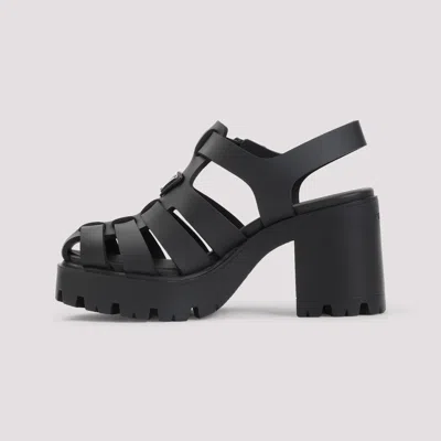Prada Sandals Buckle Detail Chunky Sole Open Toe In Black