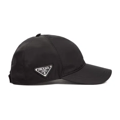 Prada Triangle Logo Baseball Cap In Black