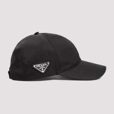 Prada Triangle Logo Baseball Cap In Black