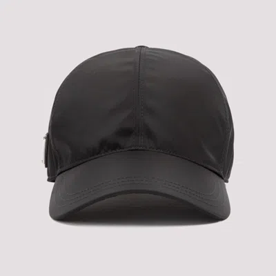 Prada Triangle Logo Baseball Cap In Black