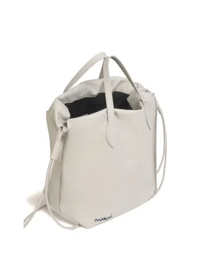 Marni Scrunchie Leather Backpack In Gray