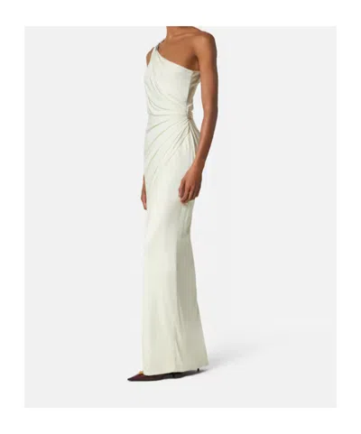 Versace Cream Jersey And Crepe Medusa 95 Draped Gown In White