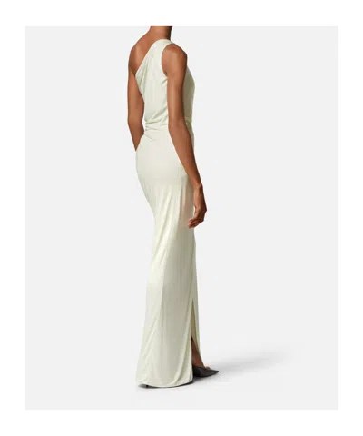 Versace Cream Jersey And Crepe Medusa 95 Draped Gown In White