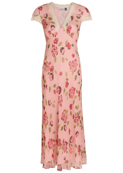 Rixo London Womens Kimmie Floral Pink Clarice Floral-print Chiffon Midi Dress In Multi