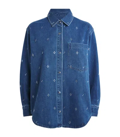 Maje Crystal-embellished Buttoned Shirt In Blue