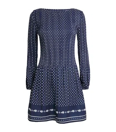 Maje Womens Navy Polka Dot Bandana Patterned Pleated Chiffon Midi Dress In Blue
