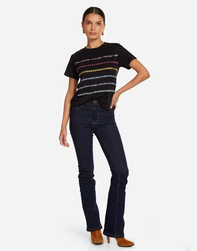 Lauren Moshi Ursula Crystal Evil Eye Stripe Top In Black