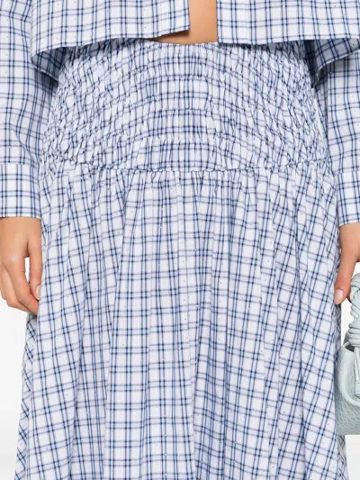 Maje Check-pattern A-line Midi Skirt In Blue