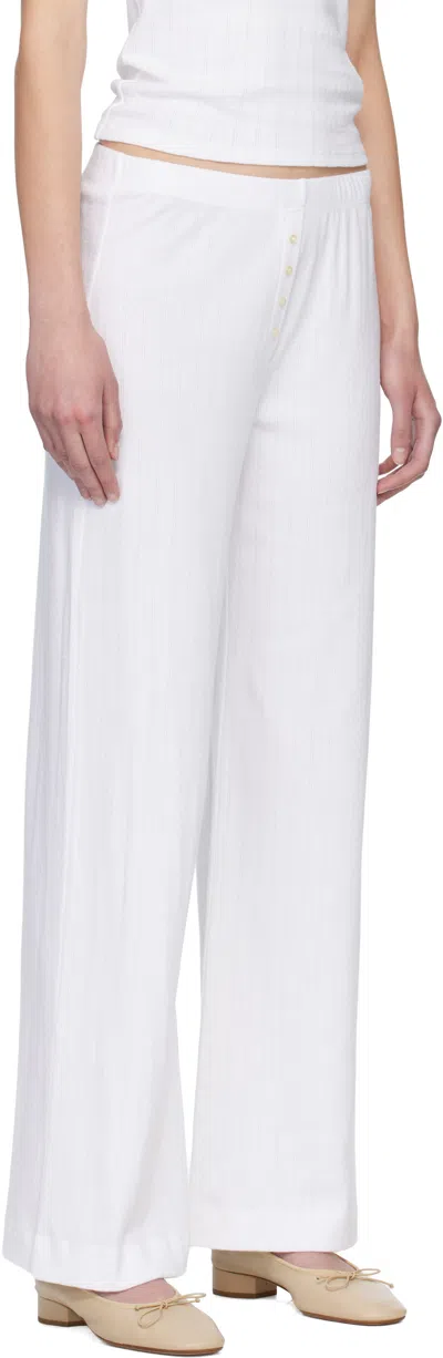 Leset Boxer Pointelle-knit Cotton Pants In White