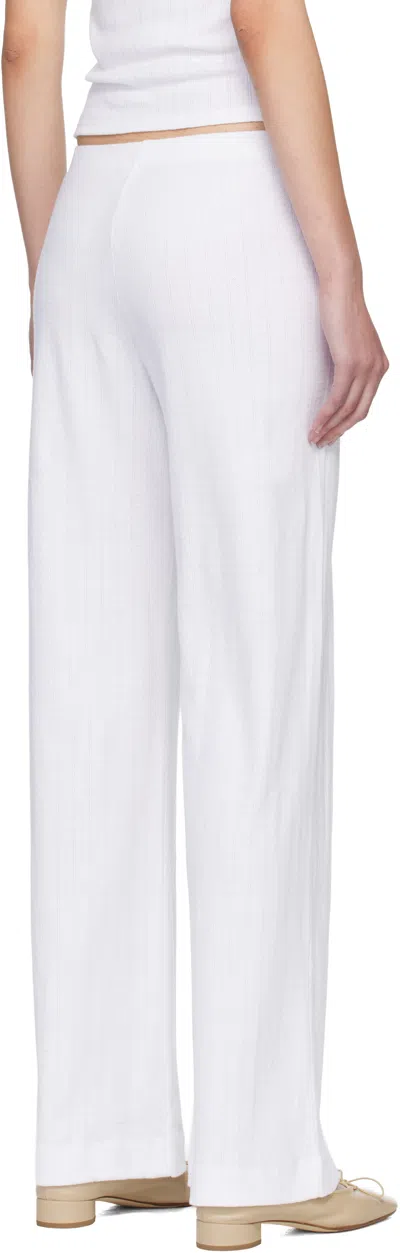 Leset Boxer Pointelle-knit Cotton Pants In White