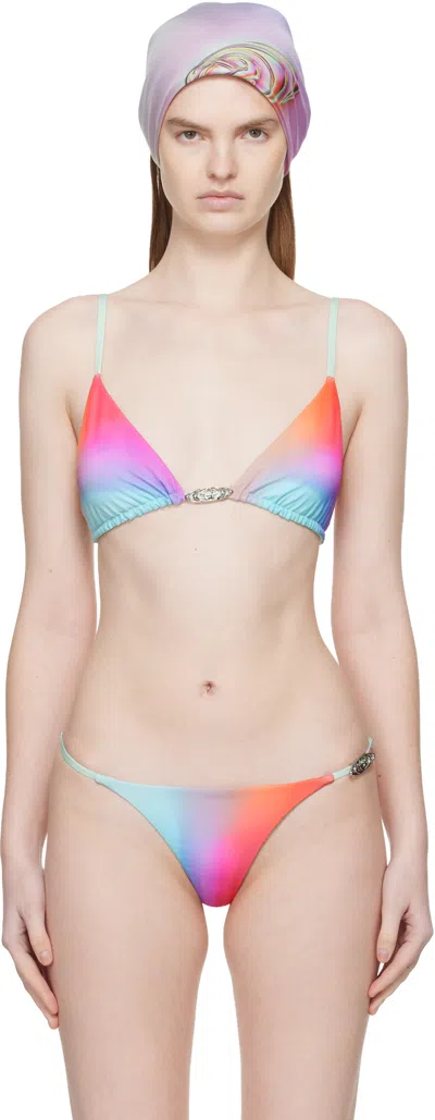 Casablanca Gradient Printed Triangle Bikini Top In Multi