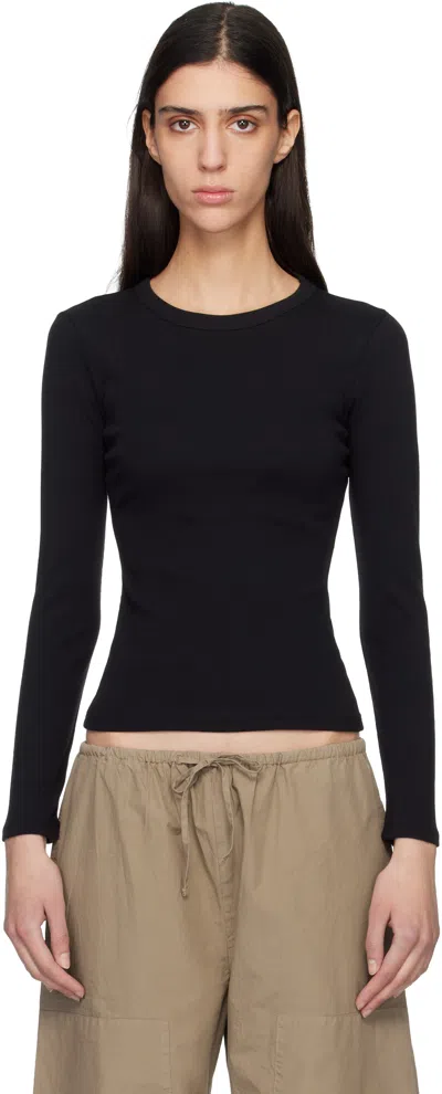 Leset Black Nando Slim Fit Long Sleeve T-shirt In Black