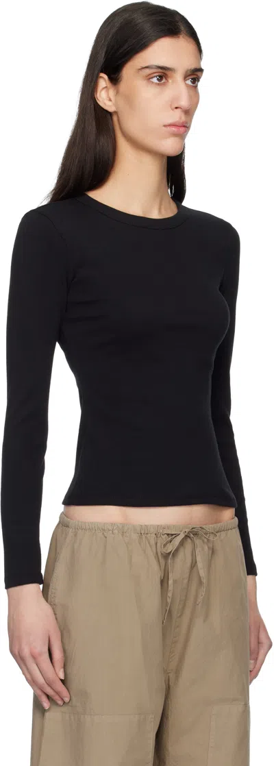 Leset Black Nando Slim Fit Long Sleeve T-shirt In Black