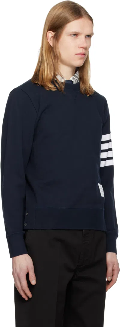 Thom Browne Classic Sweatshirt In Classic Loopback With Engineered 4 B In Blue