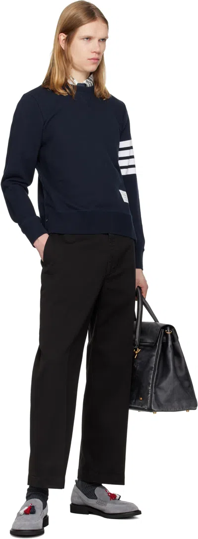Thom Browne Classic Sweatshirt In Classic Loopback With Engineered 4 B In Blue