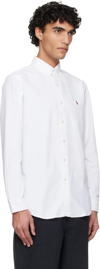 Polo Ralph Lauren Slim-fit Button-down Collar Logo-embroidered Cotton Oxford Shirt In White