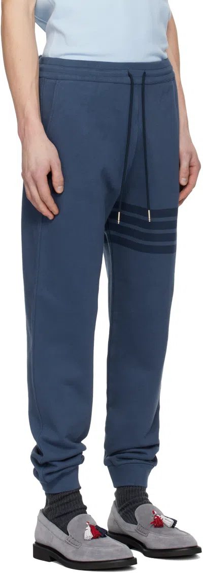 Thom Browne Blue Overdyed Solid Loopback 4 Bar Sweatpants In Blue