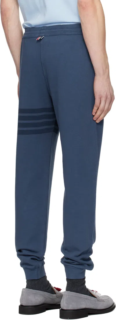 Thom Browne Blue Overdyed Solid Loopback 4 Bar Sweatpants In Blue