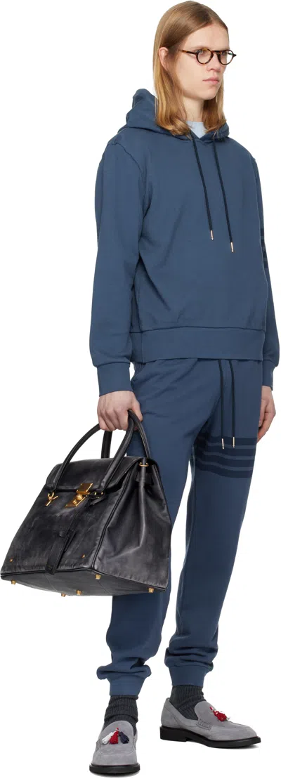 Thom Browne Blue Overdyed Solid Loopback 4 Bar Sweatpants In Blue