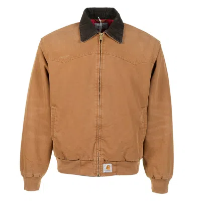 Carhartt Og Santa Fe Zip Corduroy-collar Jacket In Brown