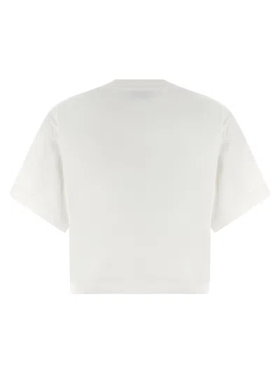 Off-white Floral Graphic Cropped Crew Neck Top In White