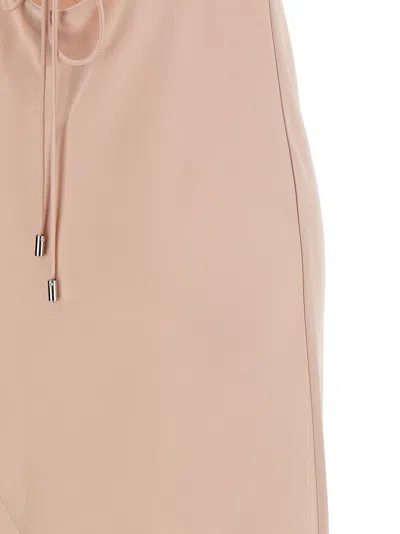 Pinko Pink Sleeveless Long Dress With Criss-crossed Spaghetti Straps In Tech Fabric Woman In Gold