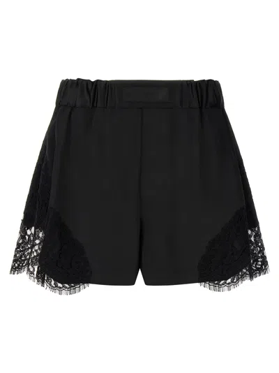 Versace High Waist Shorts Lace Panel Design In Black