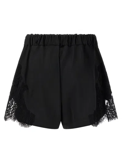 Versace High Waist Shorts Lace Panel Design In Black