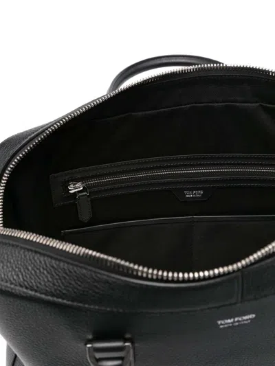 Tom Ford Zippered Shoulder Bag For Carrying Documents In Black