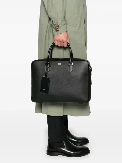 Tom Ford Zippered Shoulder Bag For Carrying Documents In Black