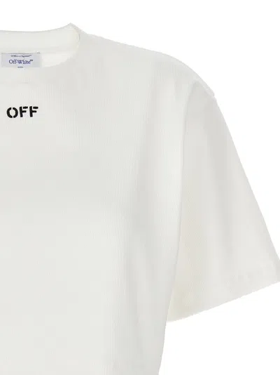 Off-white Logo Floral Cotton T-shirt In White