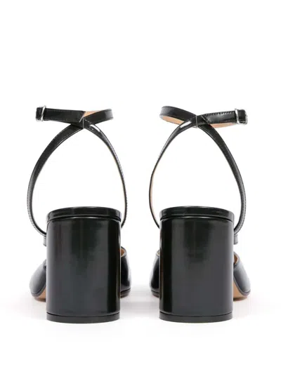 Maison Margiela Tabi Sandals In Brushed Leather In Black