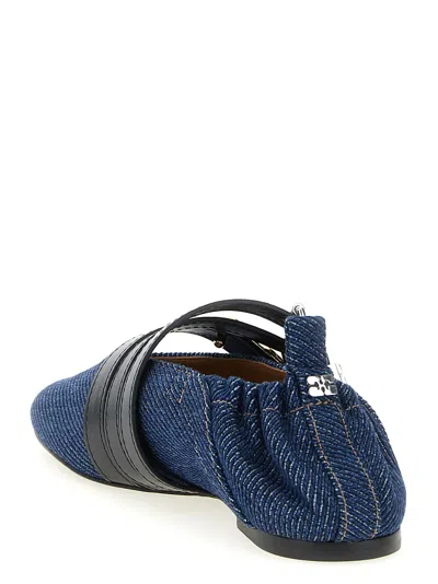 Ganni Sue Denim Ballerina Flats Dark Blue Vintage