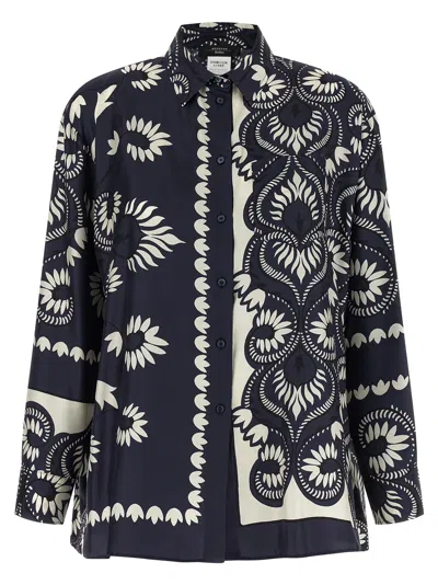 Weekend Max Mara Weekend Maxmara Wkdlastra Printed Silk Patchwork Shirt In Blue