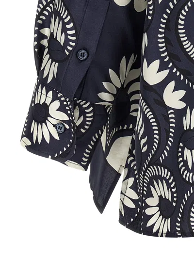 Weekend Max Mara Weekend Maxmara Wkdlastra Printed Silk Patchwork Shirt In Blue