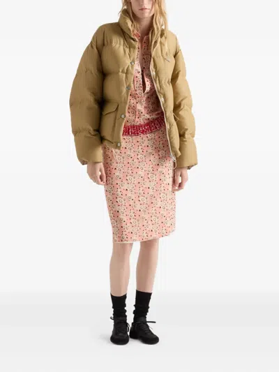 Prada Medium-weight Technical Fabric Down Jacket In Brown