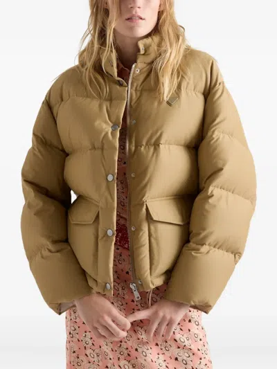 Prada Medium-weight Technical Fabric Down Jacket In Brown