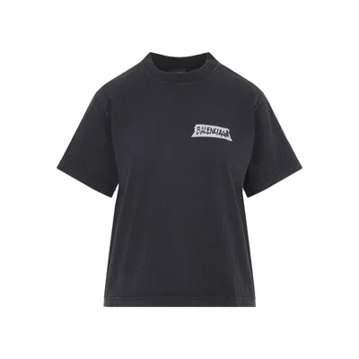 Balenciaga Medium Fit Masking Tape Logo Dry Jersey T-shirt In Black