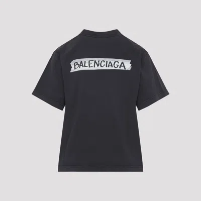 Balenciaga Medium Fit Masking Tape Logo Dry Jersey T-shirt In Black