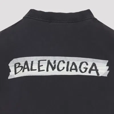 Balenciaga Medium Fit Masking Tape Logo Dry Jersey T-shirt In Black