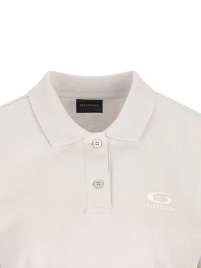Balenciaga Cotton Pique Polo Shirt With Sport Icon Logo In White