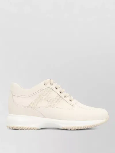 Hogan Interactive Low Top Sneakers Leather Mesh Sole In Neutral